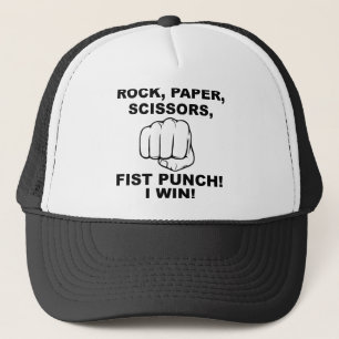 Schere, Stein, Papier, Faust, Schlag, Lustige Base Truckerkappe