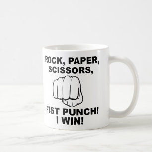 Schere, Stein, Papier, Faustschlag Lustiger Becher Tasse