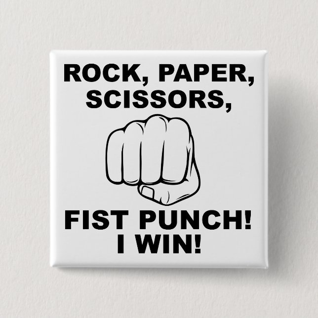 Schere Stein Papier Faustschlag Lustiger Button Ab (Vorderseite)