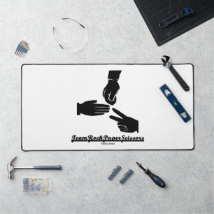 Schere, Stein, Papier-Handspiel-Team-Entscheider Schreibtischunterlage