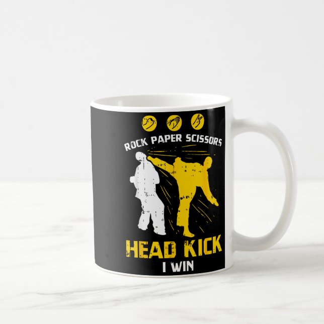 Schere, Stein, Papier Kopfkick, ich gewinne Taekwo Kaffeetasse (Rechts)