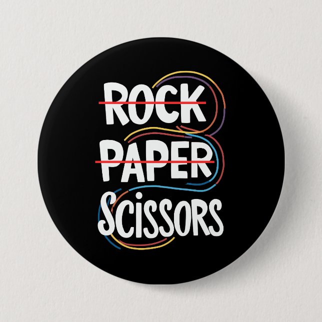 Schere, Stein, Papier Lesbisch Lustig Schwule Prid Button (Vorderseite)