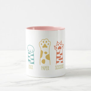 Schere, Stein, Papier Lustige Katzenpfote Tasse