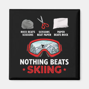 Schere, Stein, Papier Nichts schlägt Skifahren Magnet