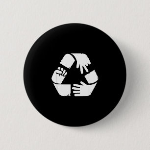 Schere, Stein, Papier Recycling-Symbol lustige Han Button