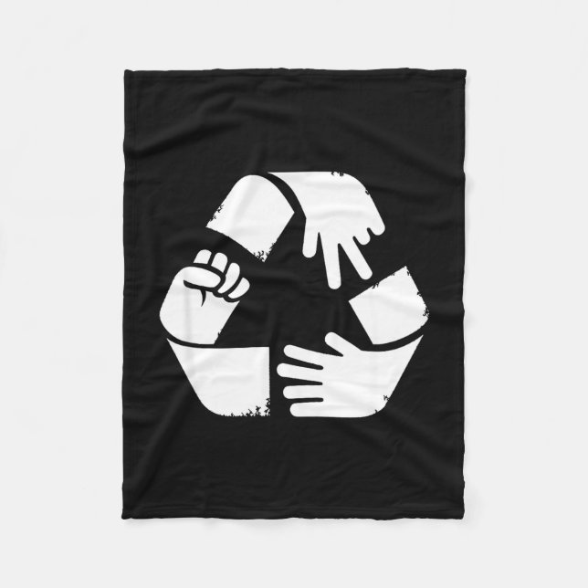 Schere Stein Papier Recycling-Symbol lustige Hand Fleecedecke (Vorderseite)