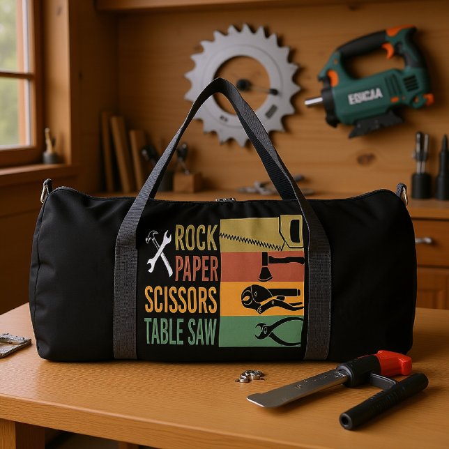 Schere Stein Papier Tischkreissäge Duffle Bag (Von Creator hochgeladen)
