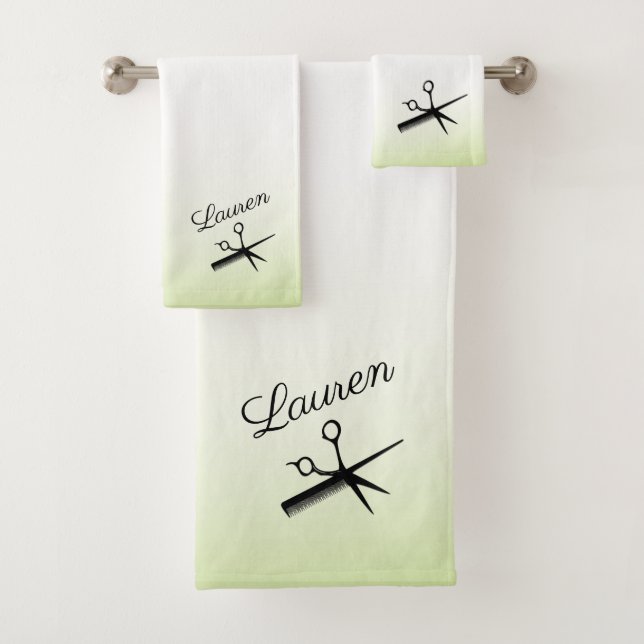 Schere und Comb Green Badhandtuch Set (Insitu)