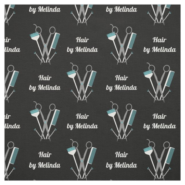 Schere und Comb White Aquamarin Hair Stylist Name  Stoff (Muster)