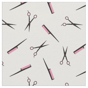 Schere und Combs - Schwarz-weißes Hot Pink Stoff