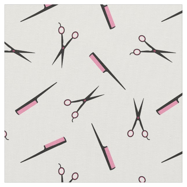 Schere und Combs - Schwarz-weißes Hot Pink Stoff (Nahaufnahme)