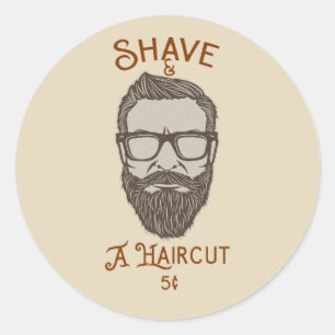 Scheren & Haarschnitt Retro-Friseur-Grafiktyp Runder Aufkleber