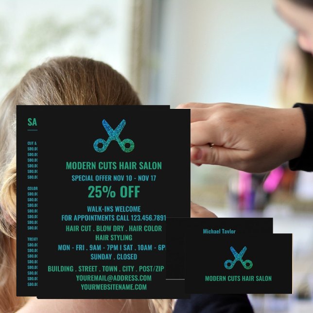 Scheren-Logo, Haarstylistin, Haarsalonwerbung Flyer (Von Creator hochgeladen)
