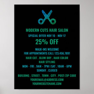 Scheren-Logo, Haarstylistin, Haarsalonwerbung Poster