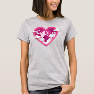 Scherenschnitt-Cupid in einem Herzen T-Shirt
