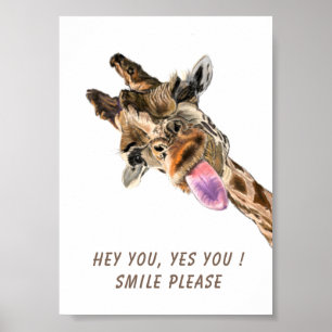 Scherzhafte Giraffe Zunge Raus Poster - Lächeln