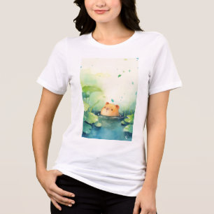 Scherzhafter Blick des Capybaras aus dem Wasser Tri-Blend Shirt