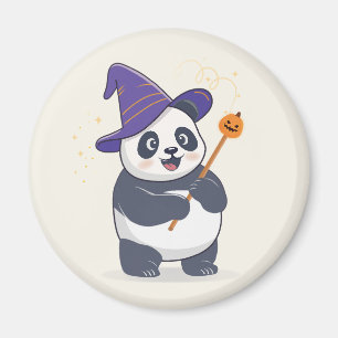 Scherzhafter Panda-Zauberer mit magischem Hut Magnet