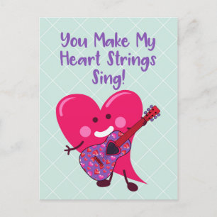 Scherzhaftes Valentinstag   Herz Gitarre Feiertagspostkarte
