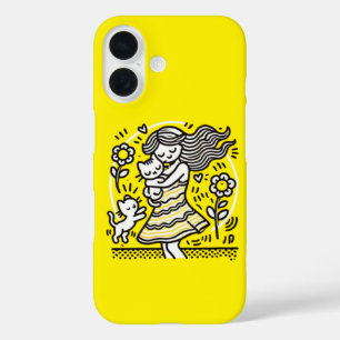 Scherzkeks von Mädchen mit Kätzchen iPhone 16 Hülle