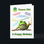 Scherzt 8. Geburtstagskarte des Froggyfreunds mit Karte<br><div class="desc">Ein glücklicher Frosch,  der Geburtstagswitze erzählt</div>