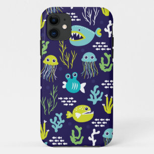 Scherzt Tiefseefischmarineillustrationsmuster Case-Mate iPhone Hülle