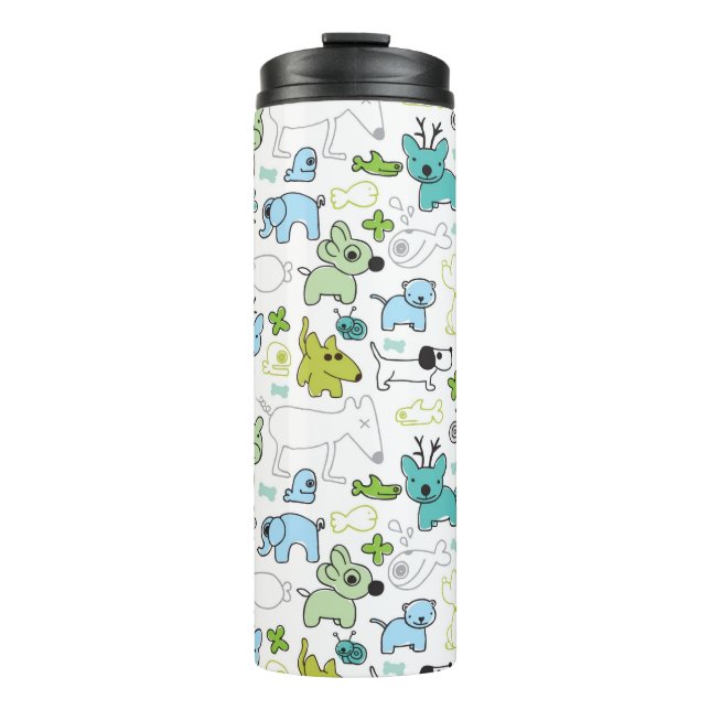 scherzt Tierhintergrundmuster Thermosbecher (Vorderseite)