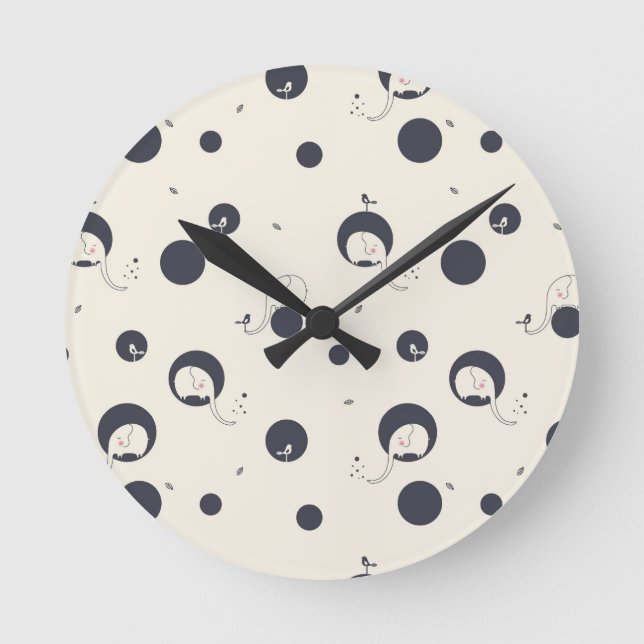 Scheuer Elefant-Muster Runde Wanduhr (Vorderseite)