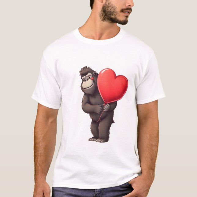 Scheuer Gorilla mit Herzballon T-Shirt (Vorderseite)