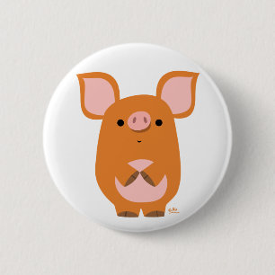 Scheues Cartoon-Schwein Knopf Abzeichen Button