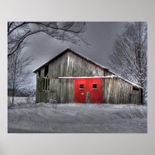 Scheune im Winter Poster