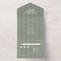 Scheune Rustikale Salbeigrüne Hochzeits-RSVP