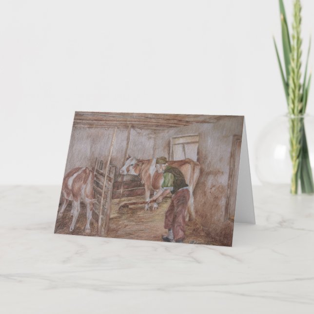 Scheunen-Aufgaben Feiertagskarte (Vorderseite)