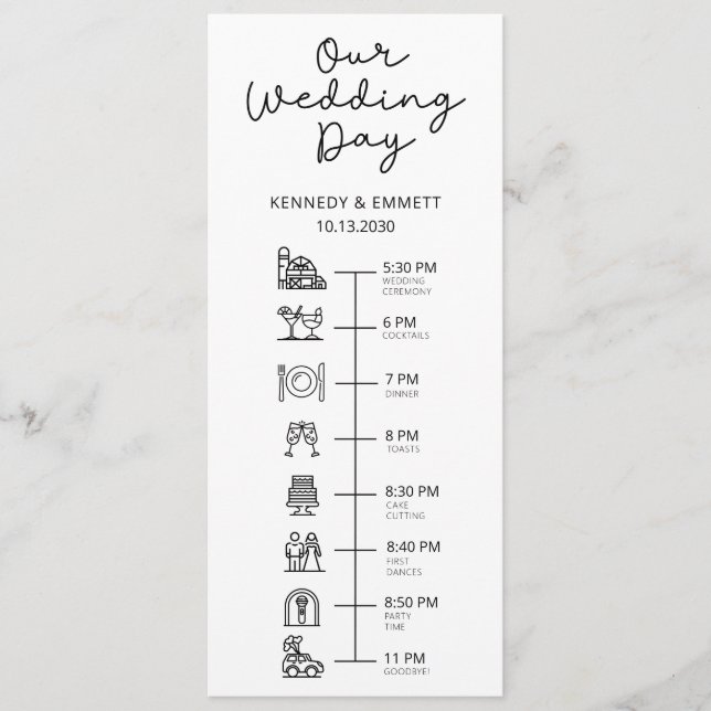 Scheunen-Hochzeitstags-Zeitplan Flat Programm (Vorderseite)