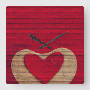 SCHEUNEN-HOLZ - Rot, TAN - UHR