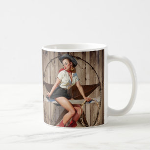 Scheunen-hölzernes Texas-Stern-Westernland Cowgirl Kaffeetasse