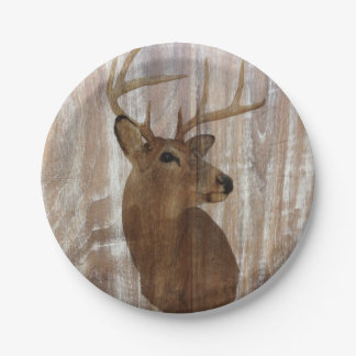 Scheunen-Holzrotwild des Outdoorsman-Westerns Pappteller