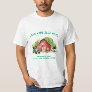 Scheunen-Hühnerstall-Doppelseitige Farm-Unternehme T-Shirt