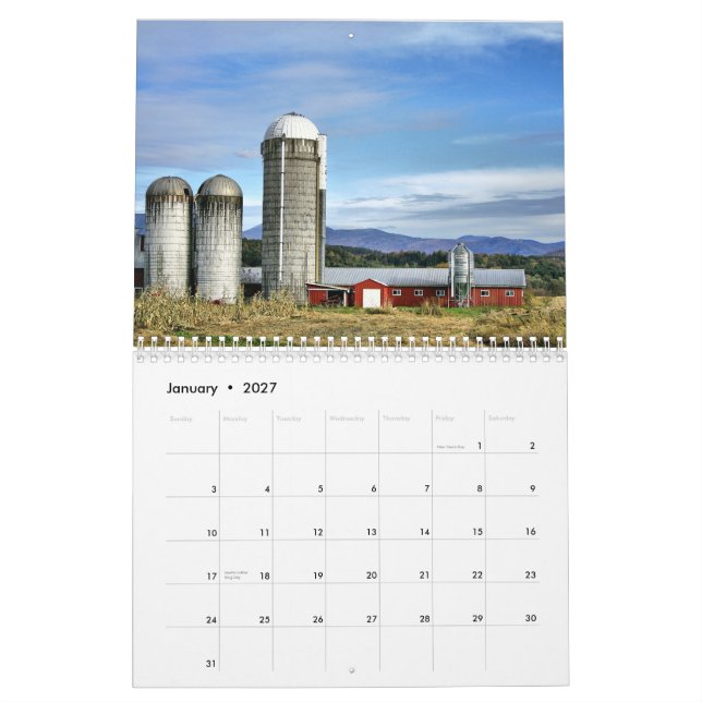 Scheunen in Vermont Kalender (Jan 2027)