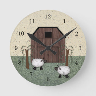 Scheunen-Schaf-Wanduhr Runde Wanduhr