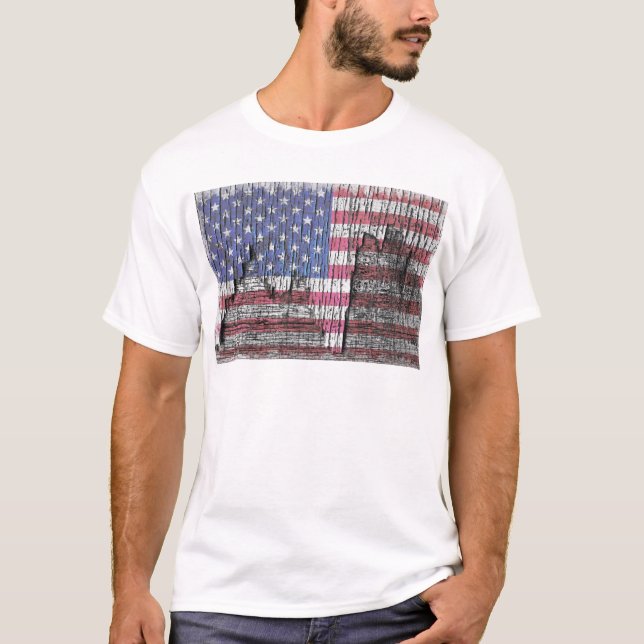 Scheunen-Schale gemalte patriotische amerikanische T-Shirt (Vorderseite)