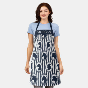 Scheunenhaus-Ticking-Streifen - Navy & Weiß Schürze