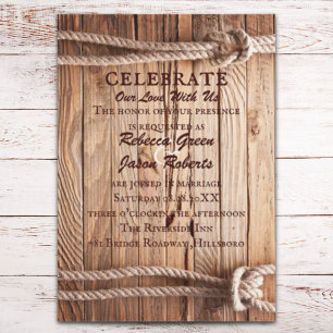Scheunenholz Cowboy Western Land Hochzeit Einladung