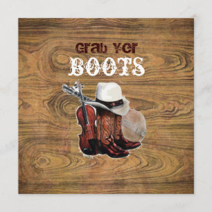 Scheunenholz Rustikale Country-Cowboy-Hochzeit Einladung