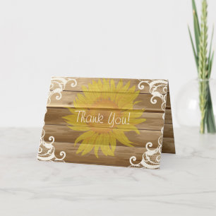 Scheunenholz-Sonnenblumen und Vintage-Spitze Danke