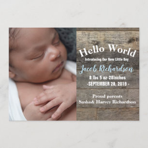 Scheunenholz Western Country Baby Geburtsanzeige Ankündigung