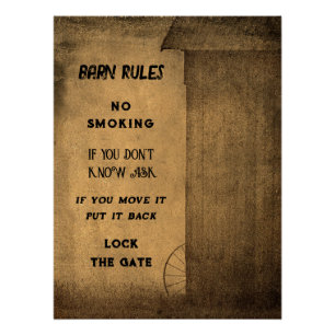 Scheunenregeln Rustikale Land Vintage Textur Poster