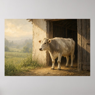 Scheunentor-Kuh-Idyllenposter Poster