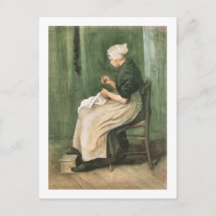 Scheveningen Frau beim Nähen, Van Gogh Fine Art Postkarte