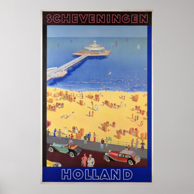 Scheveningen in Holland Vintage Travel Poster Erho (Vorne)